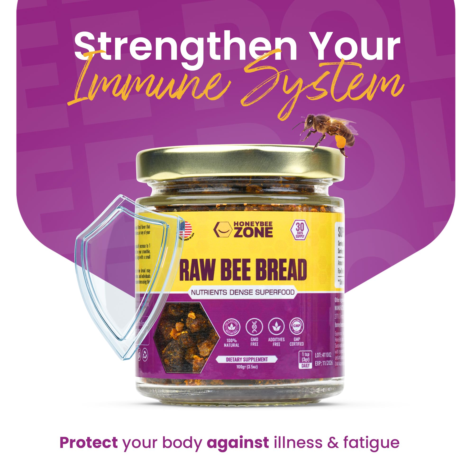 HONEYBEEZONE cucharada de perga lista para añadir y aportar nutrientes