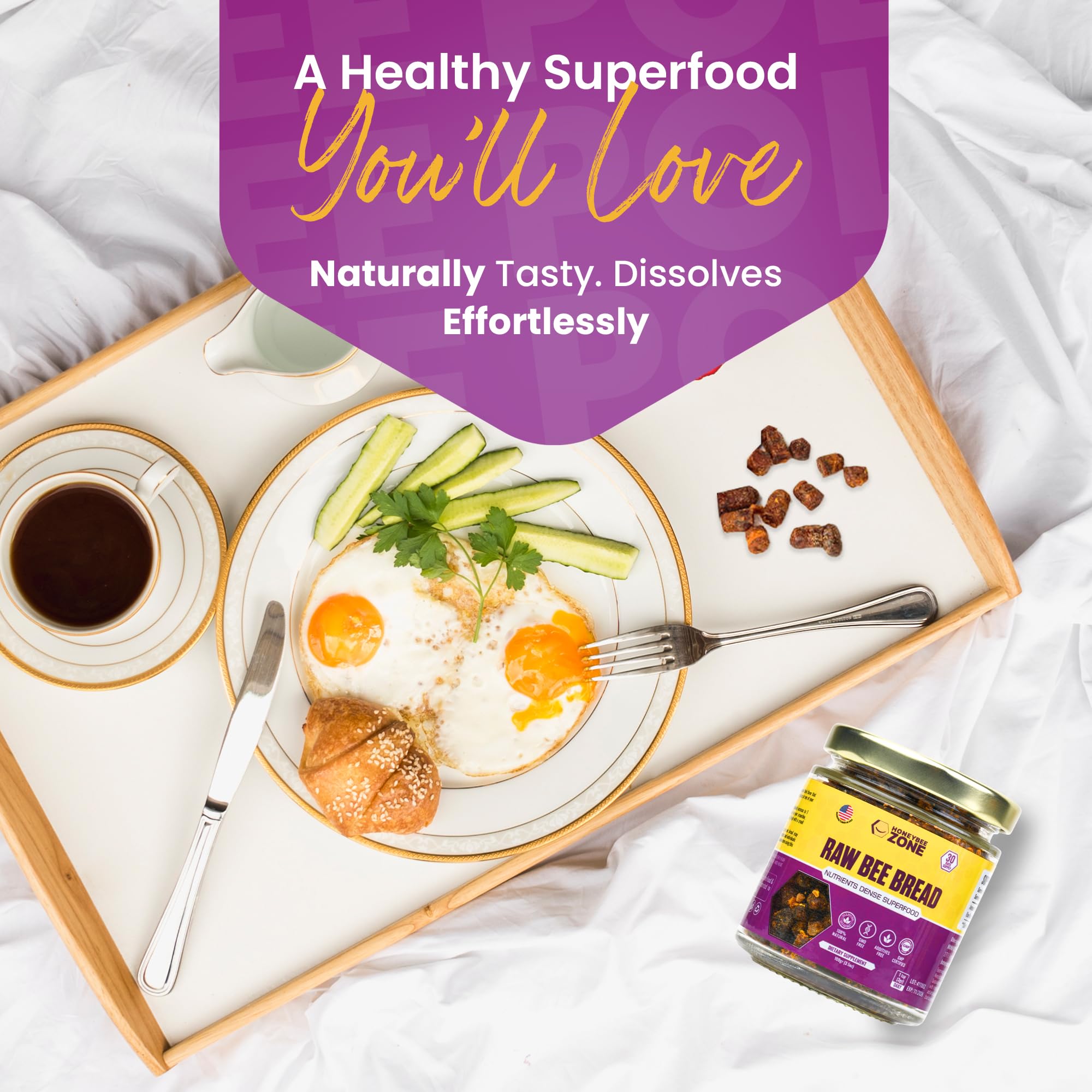 HONEYBEEZONE perga en desayuno saludable para energía y variedad nutricional