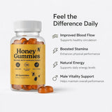 HoneyGummies hombre tomando gomita para energía y circulación