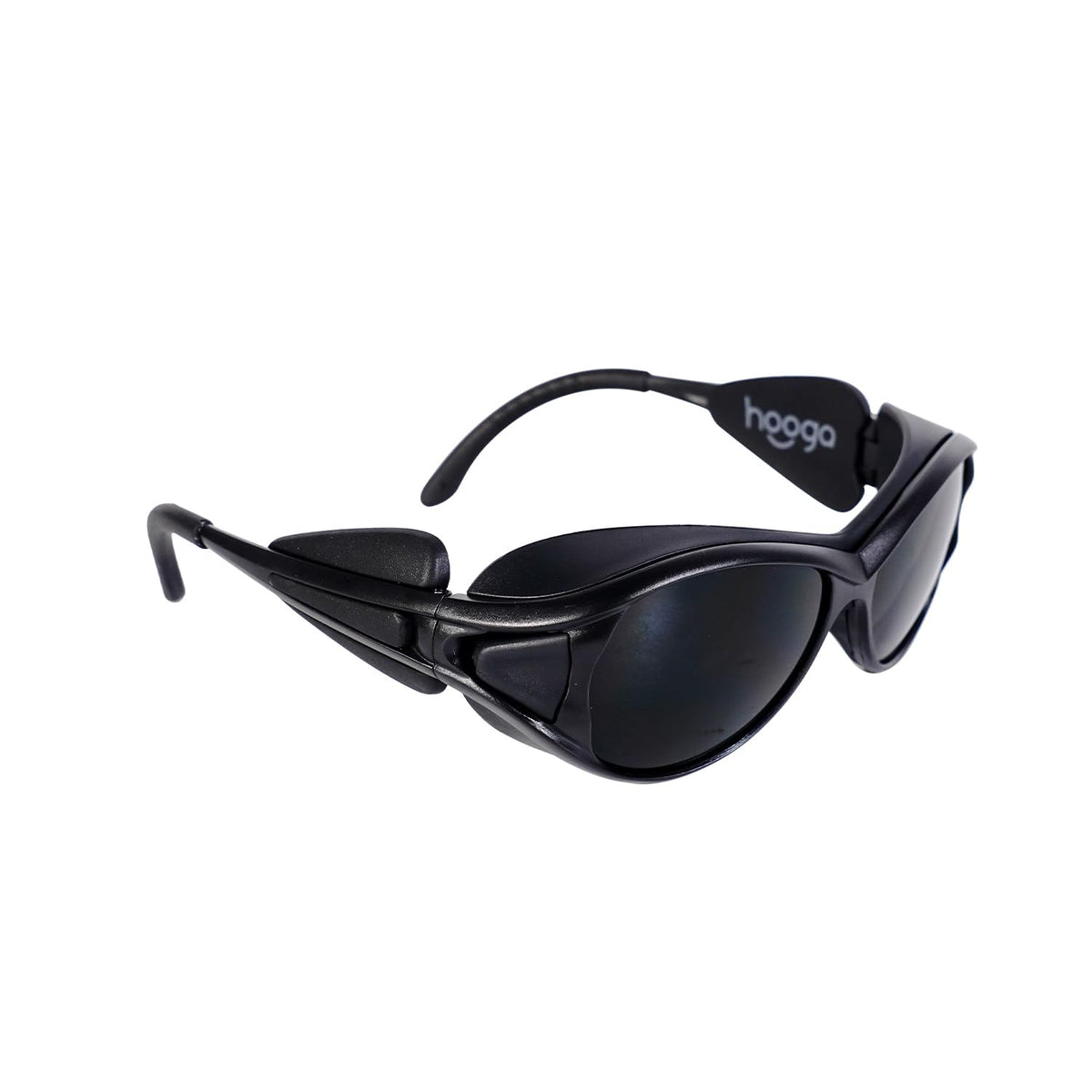 Gafas hooga frontal mostrando protector y reducción de exposición