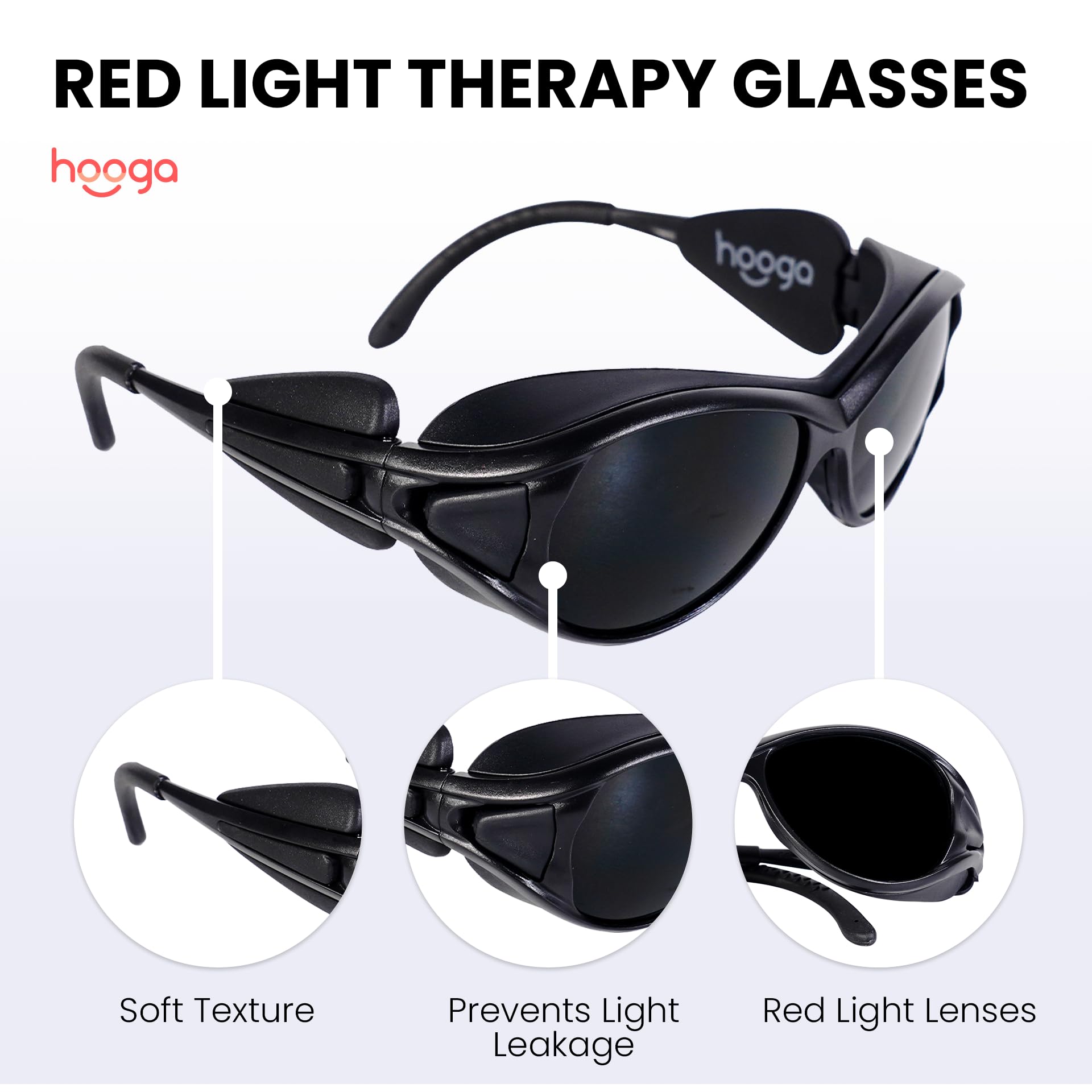 Vista lateral gafas hooga ajustadas, comodidad y sujeción segura