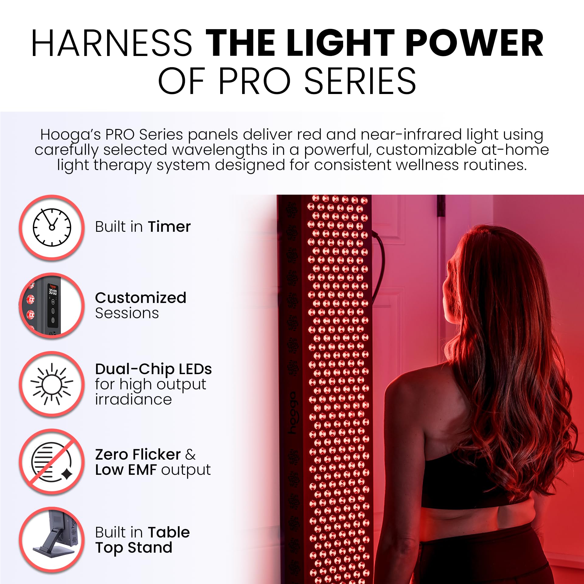 hooga PRO300 primer plano del temporizador digital para controlar duración y modos