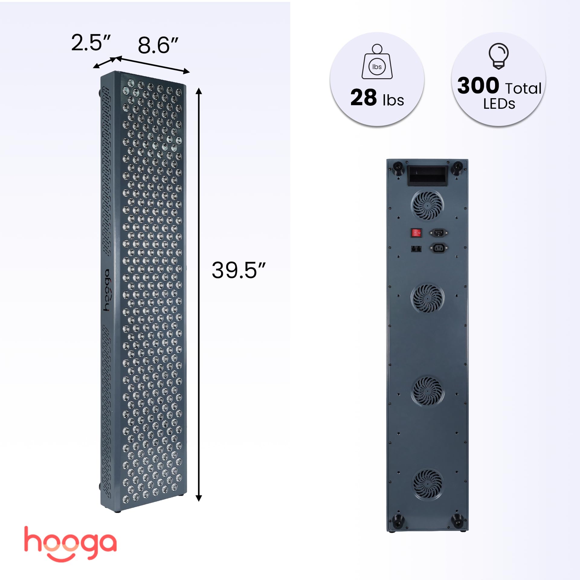 hooga vista lateral con ventiladores activos, funcionamiento estable prolongado