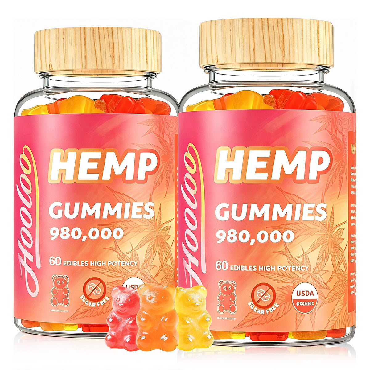 HOOLOO ositos frente al envase mostrando apariencia y beneficios naturales