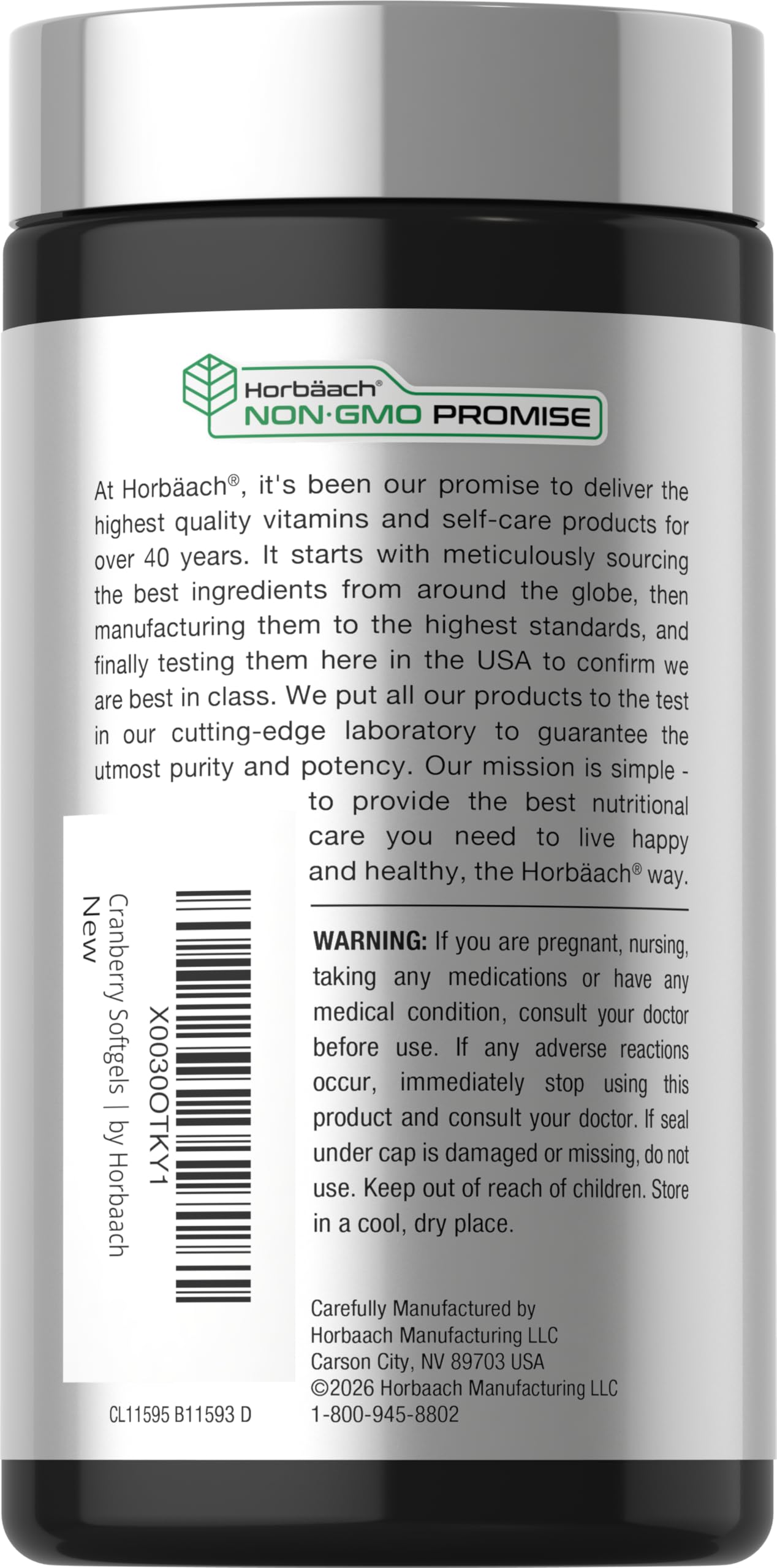 Horbäach arándano cucharada con softgels mostrando textura y brillo