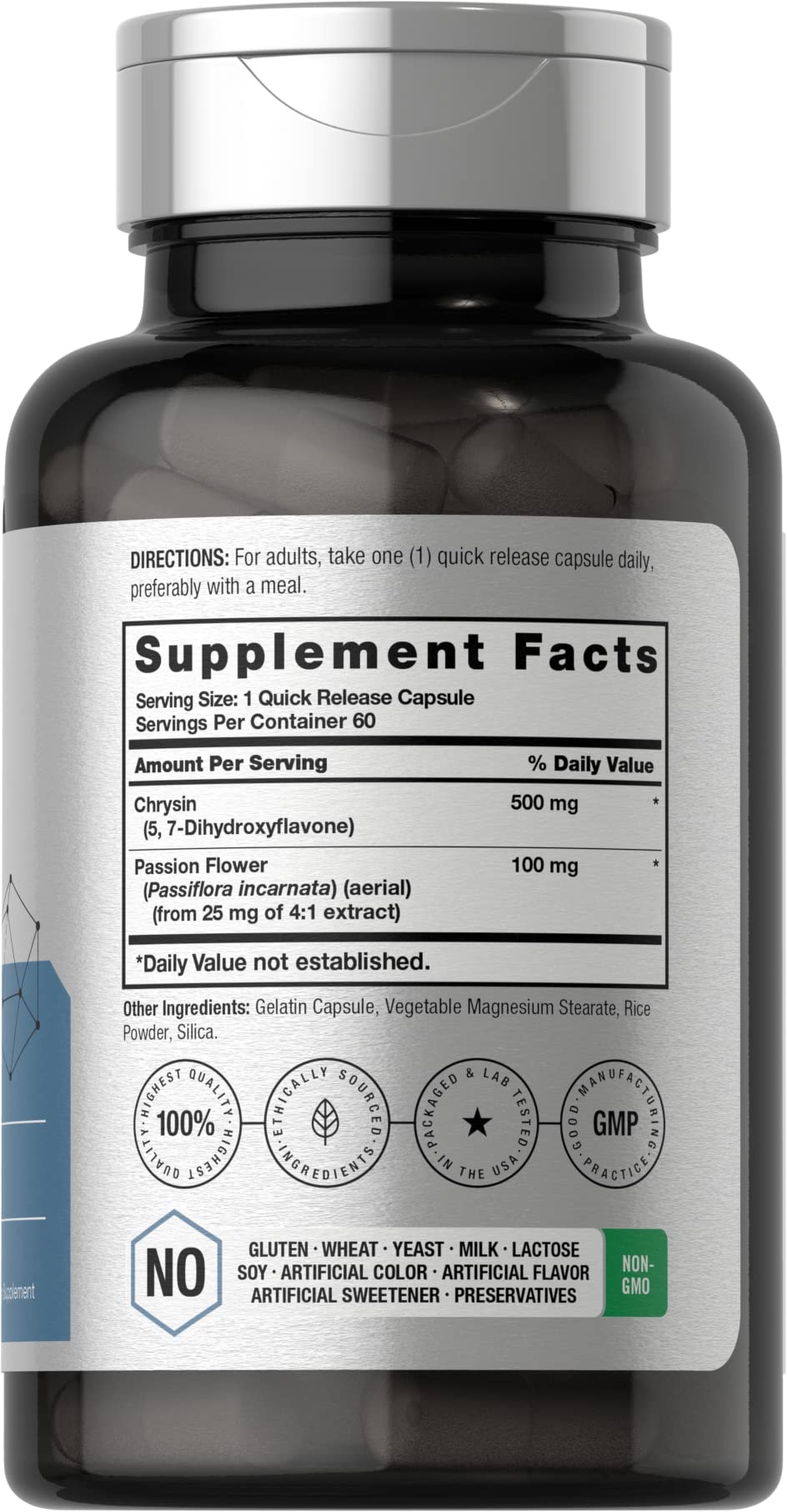 Horbäach detalle de etiqueta con información de 500 mg y pureza garantizada