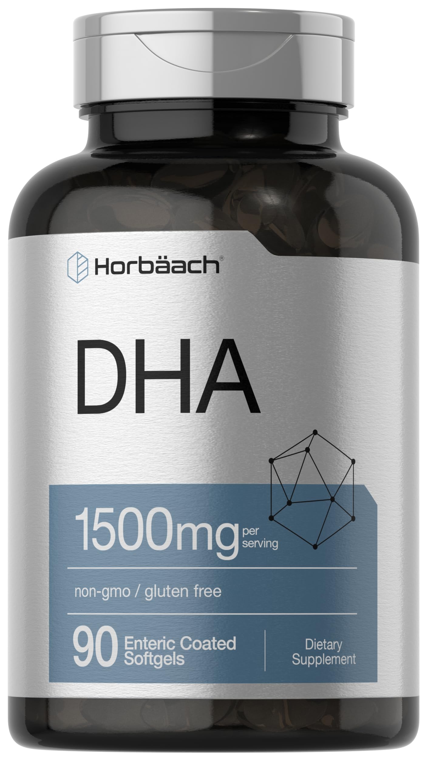 Horbäach frasco delantero mostrando 90 softgels y marca confiable