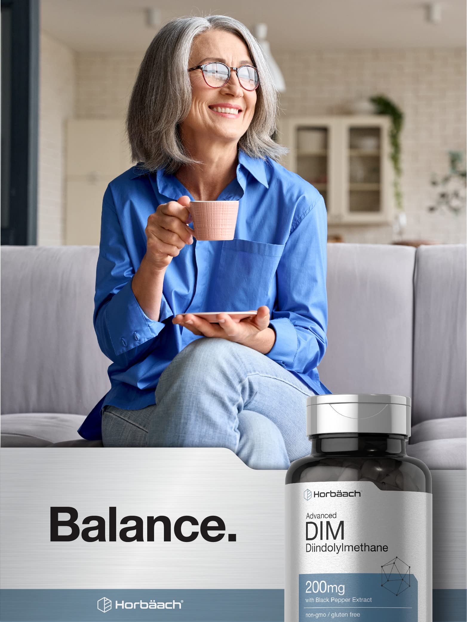 Horbäach etiqueta nutricional destacando 200 mg por cápsula