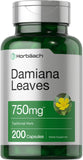 Horbäach envase frontal de Damiana Leaf Extract mostrando presentación y pureza