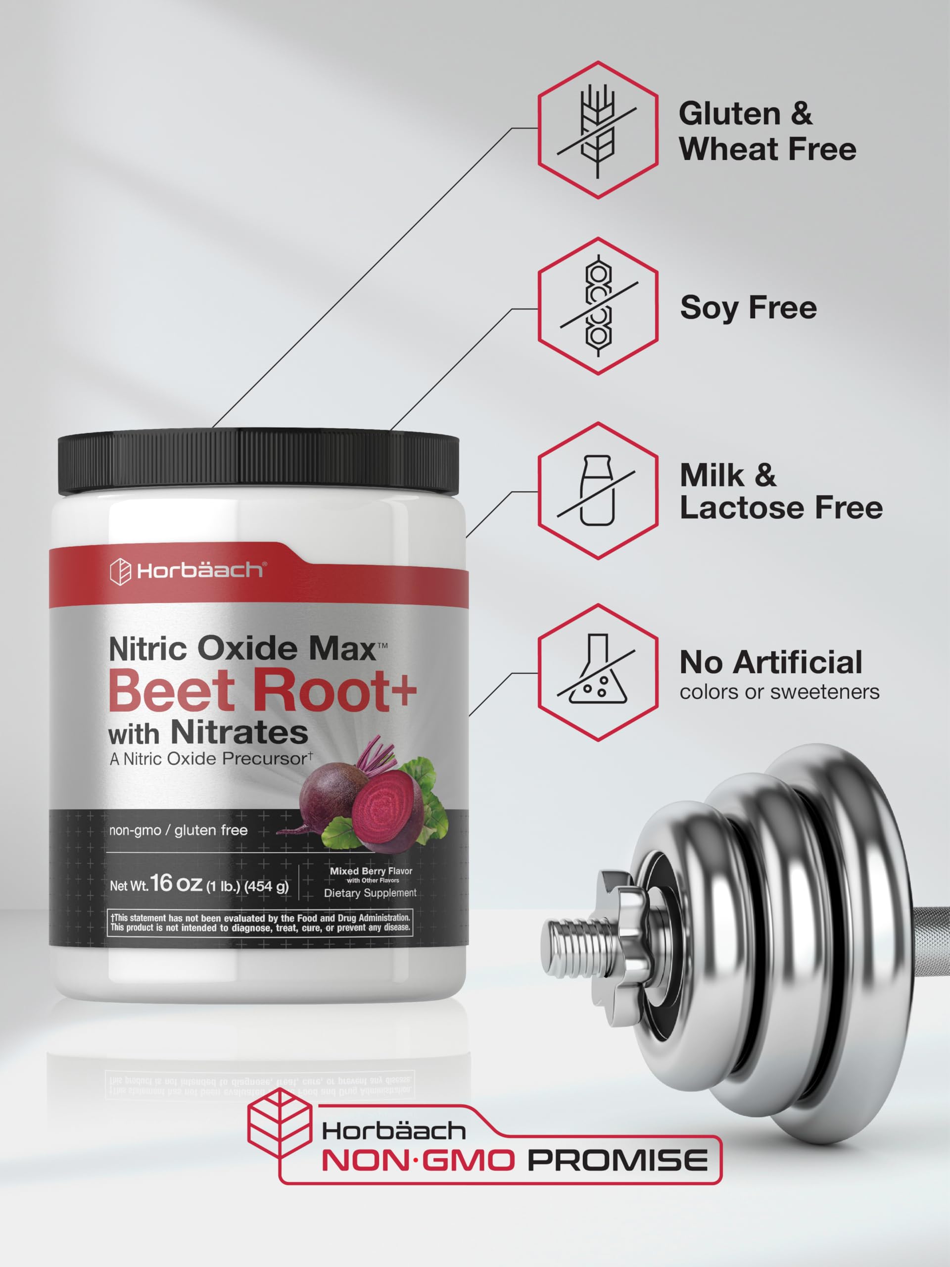 Horbäach etiqueta nutricional visible con ingredientes y certificar calidad