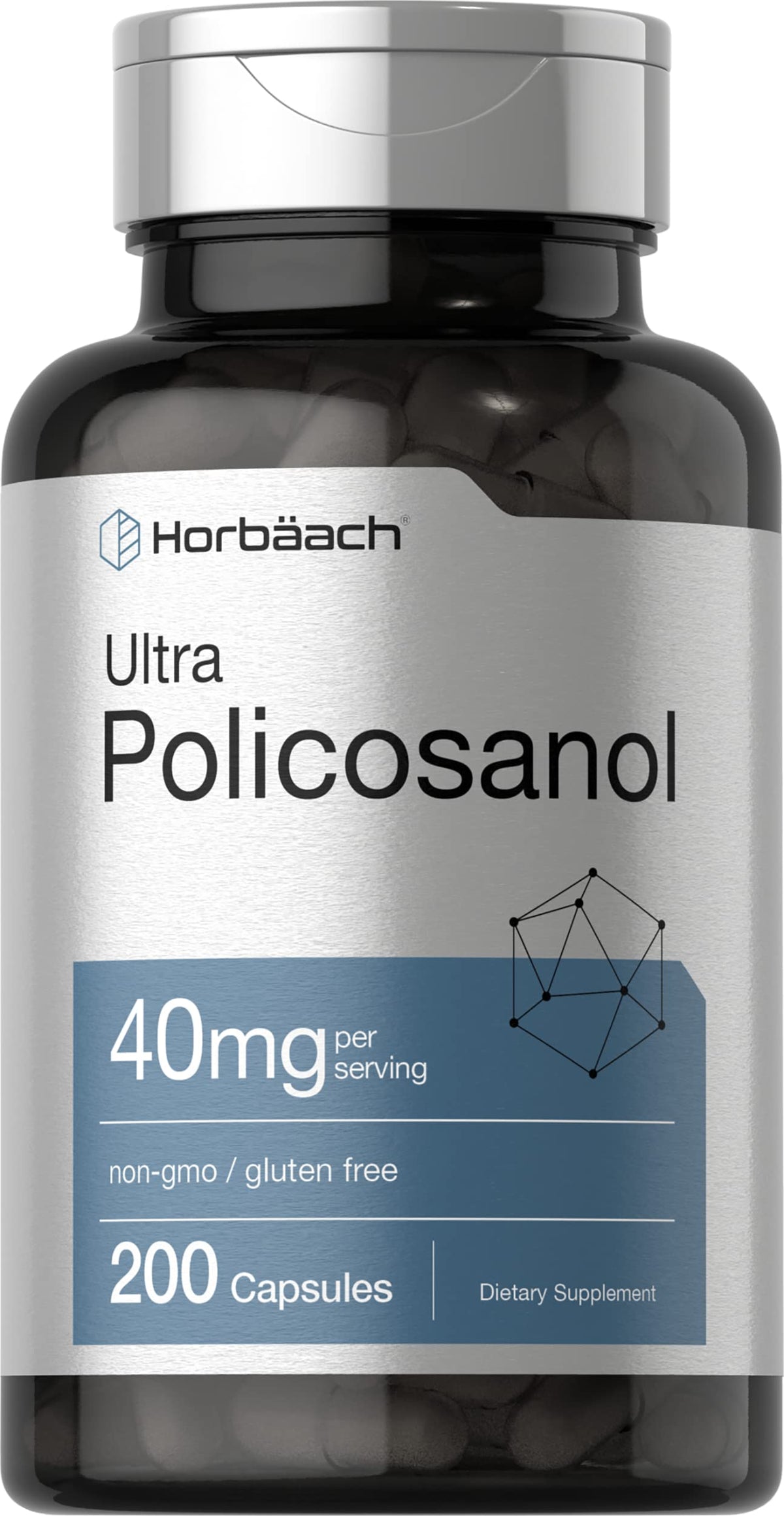 Horbäach frasco frontal mostrando etiqueta y cantidad de cápsulas