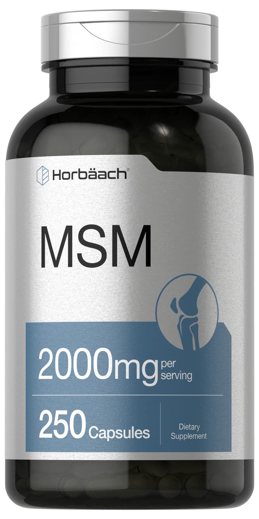 Horbäach frasco frontal mostrando 250 cápsulas y dosis clara