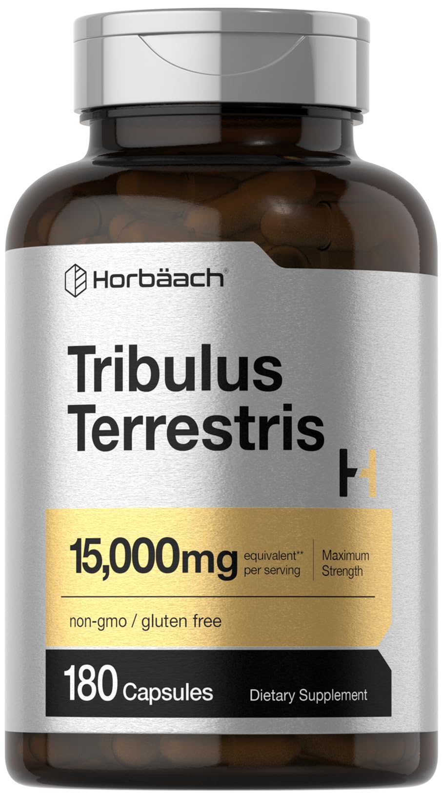 Horbäach frente del envase mostrando la marca y beneficio de potencia