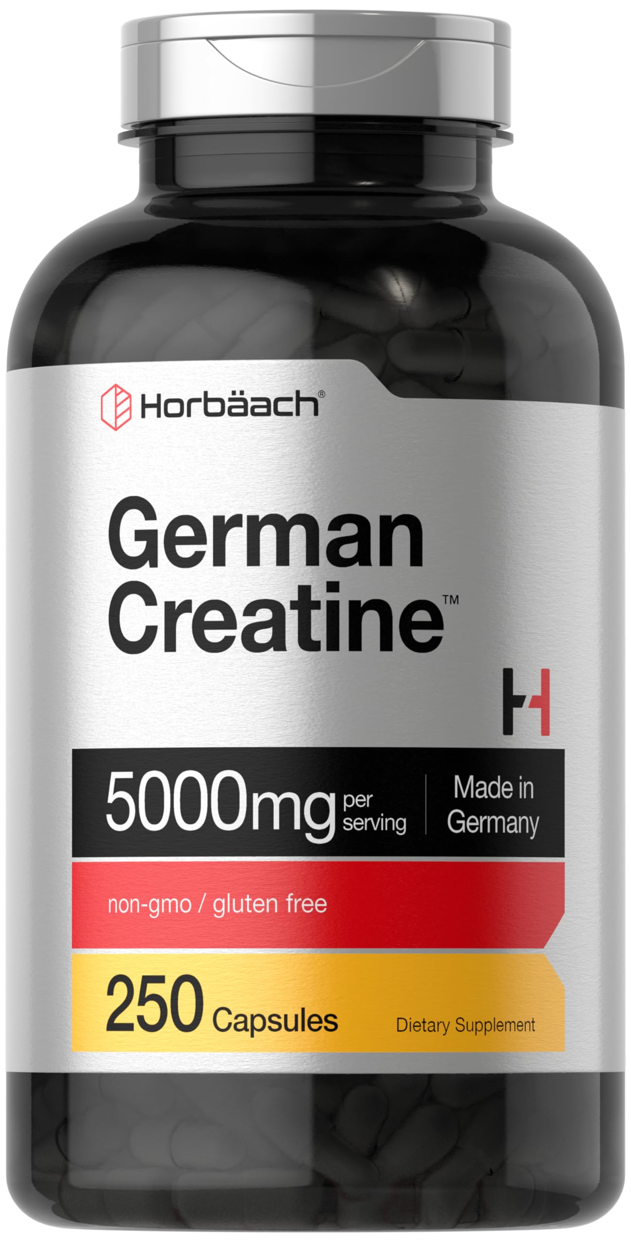 Horbäach envase frontal mostrando Creapure y beneficios de pureza