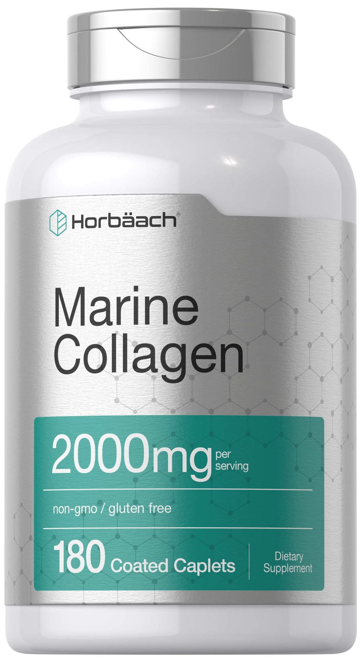 Horbäach envase frontal mostrando 180 caplets y beneficios de pureza