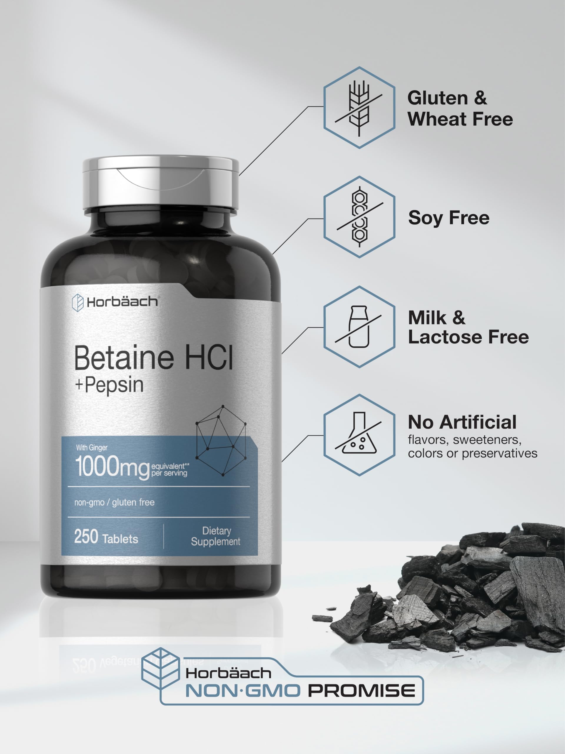 Horbäach ingredientes con jengibre para ilustrar soporte digestivo natural