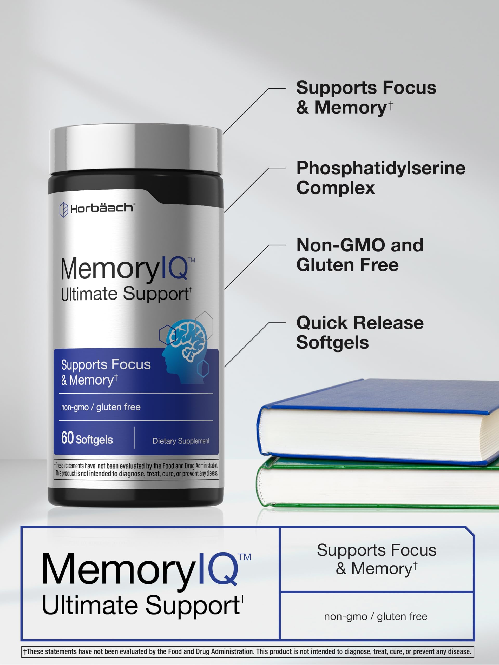 Horbäach Memory IQ etiqueta legible y lista de ingredientes en el envase