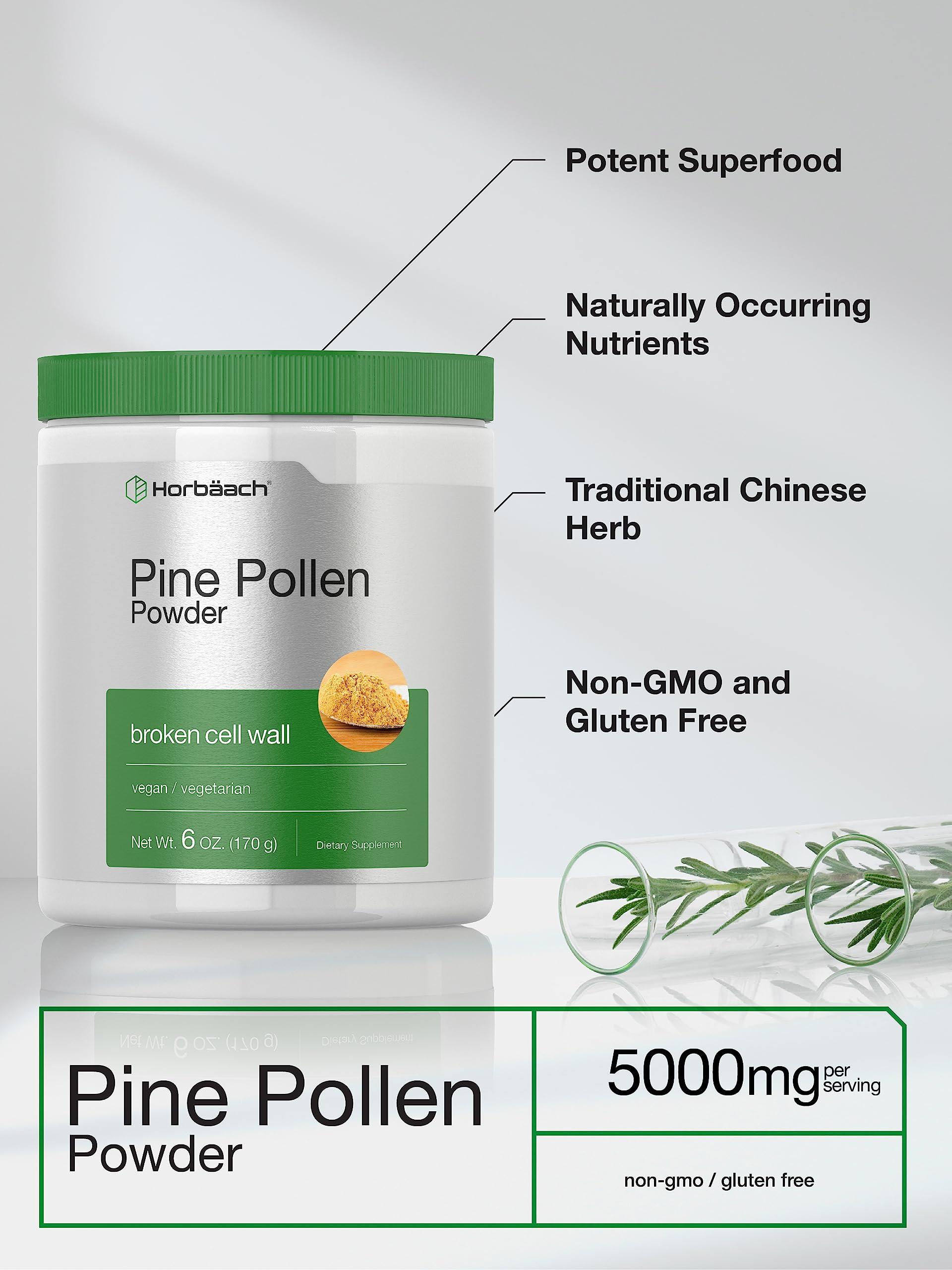 Horbäach Pine Pollen mezclado en batido para preparación rápida y nutritiva