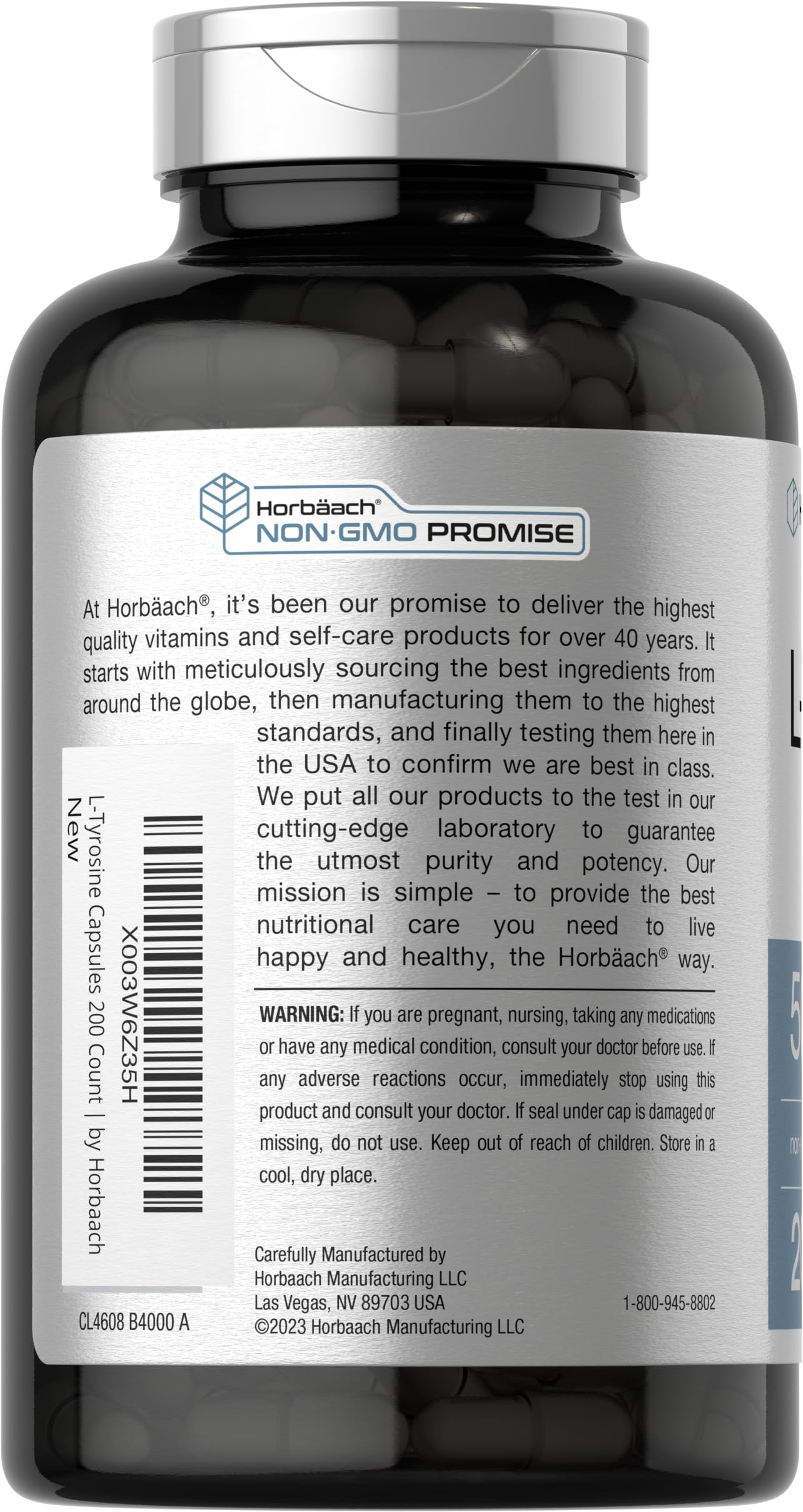 Horbäach cápsula abierta con polvo, visual de pureza y textura