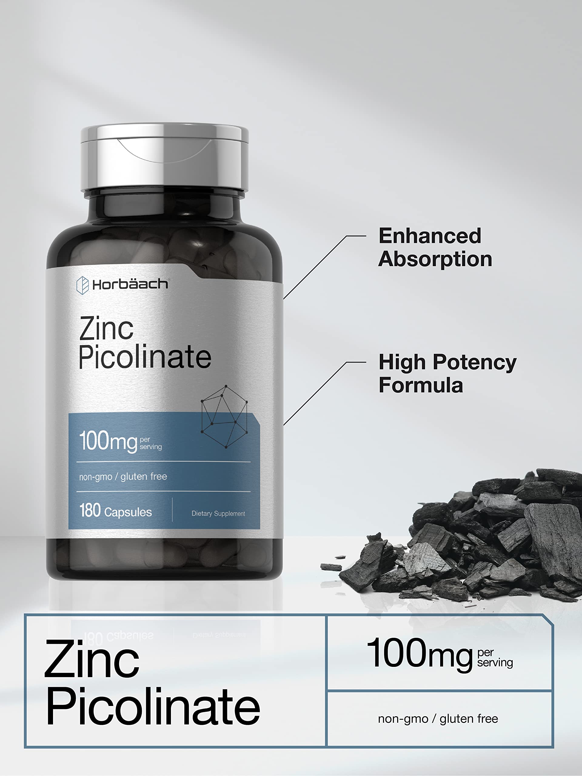 Horbäach etiqueta nutricional legible con dosis y pureza
