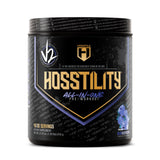 HOSSTILE frasco frontal mostrando diseño y sabor azul frambuesa