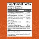 Host Defense detalle de etiqueta con ingredientes y beneficios claros