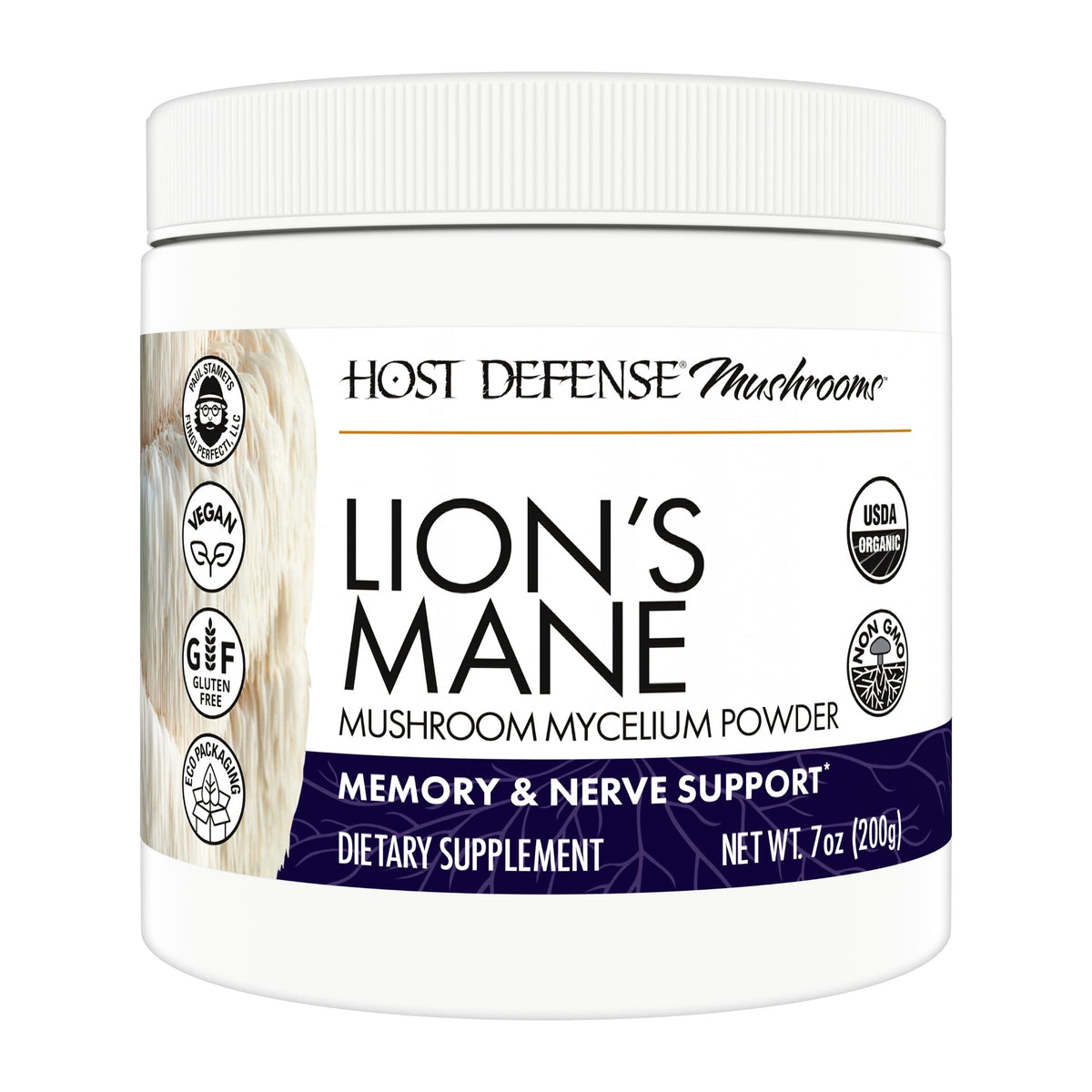 Host Defense frente del envase mostrando 7 oz y marca para confianza