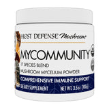 Host Defense MyCommunity frontal del envase mostrando la marca y tamaño