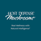 Host Defense vista lateral del envase con sellos orgánicos y sin GMO