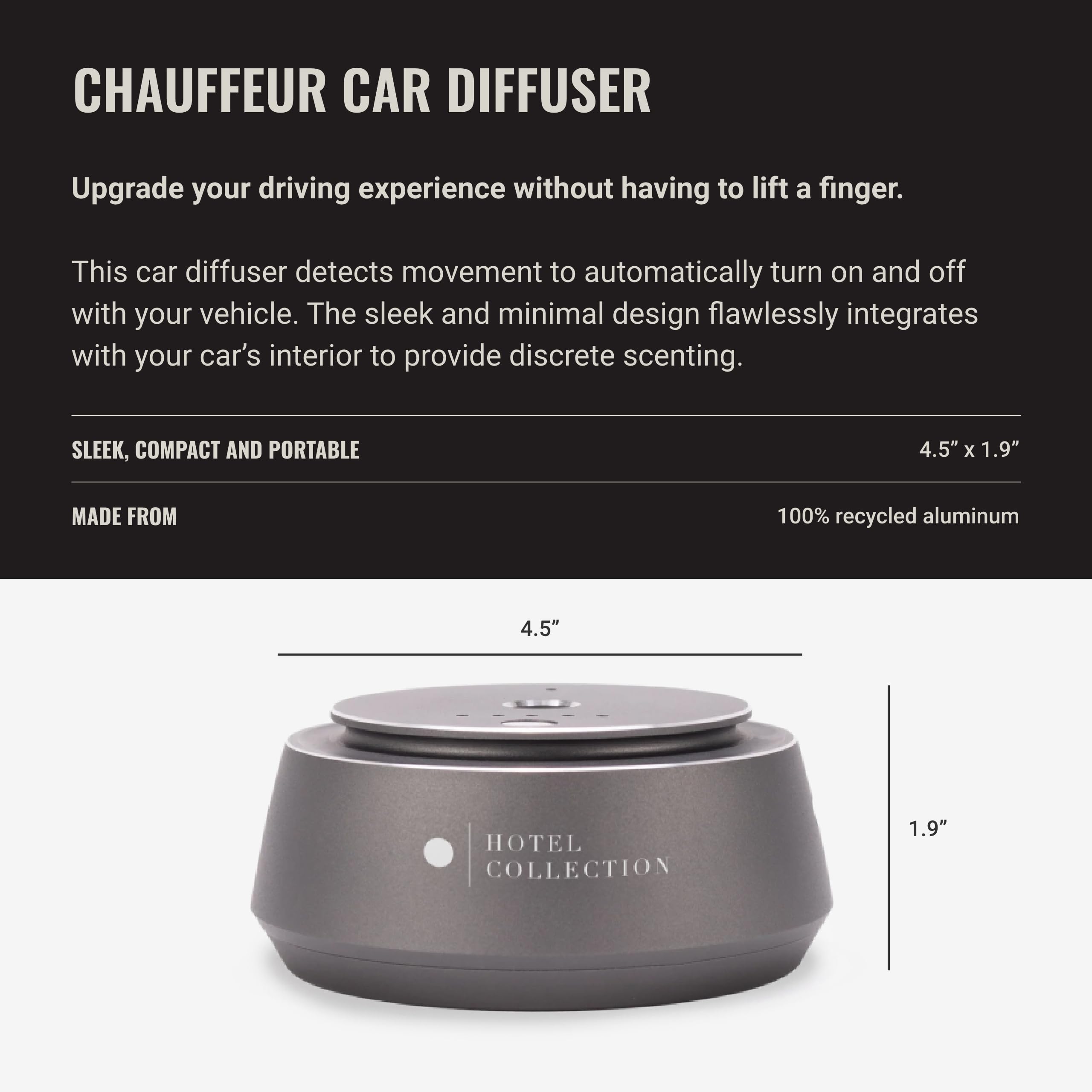Hotel Collections chauffeaur en uso junto al volante aporta aroma sin distracciones