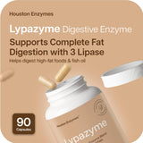 Houston Enzymes Lypazyme cápsulas pequeñas vistas de cerca para fácil ingestión
