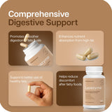 Houston Enzymes Lypazyme cápsula en mano para comparar tamaño y comodidad