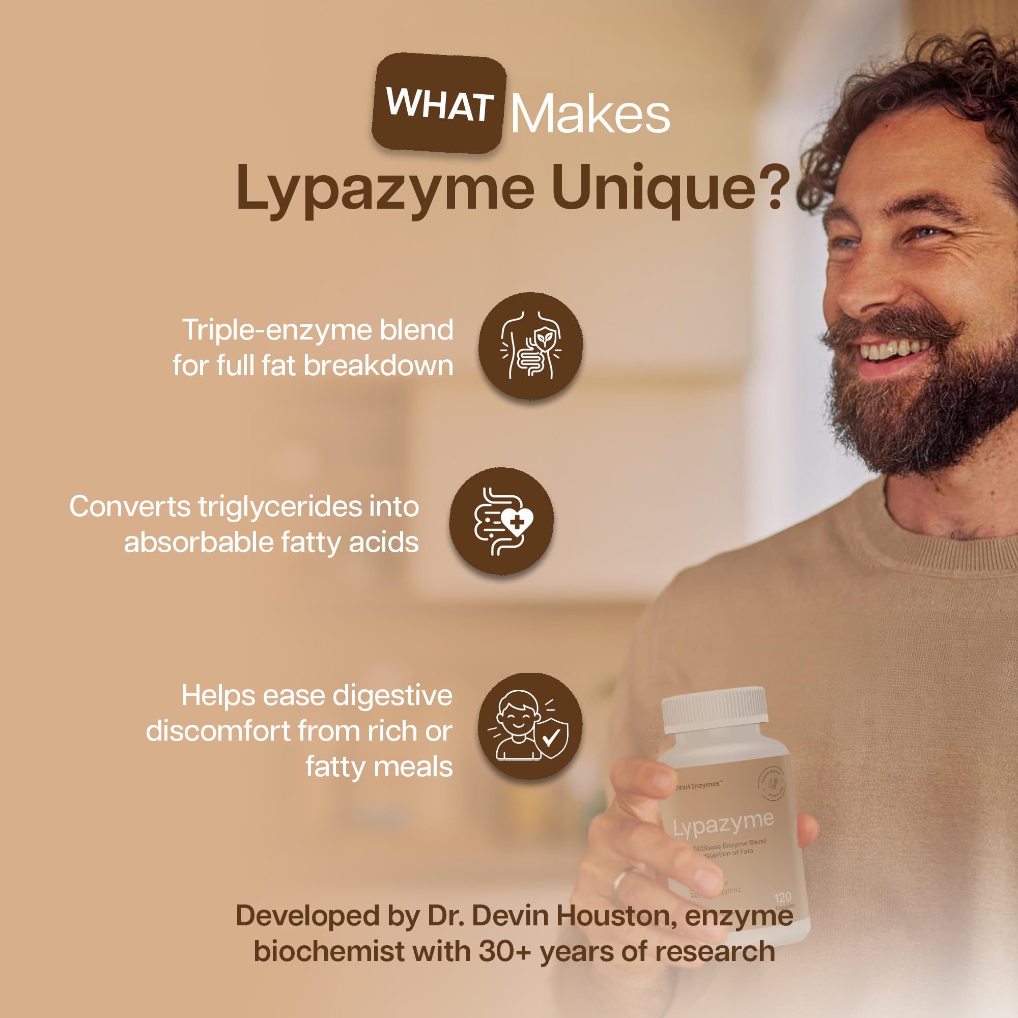 Houston Enzymes Lypazyme polvo/textura del contenido mostrando mezcla de enzimas