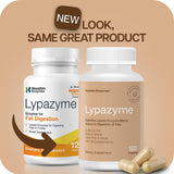 Houston Enzymes Lypazyme cápsulas junto a plato grasoso ilustrando uso