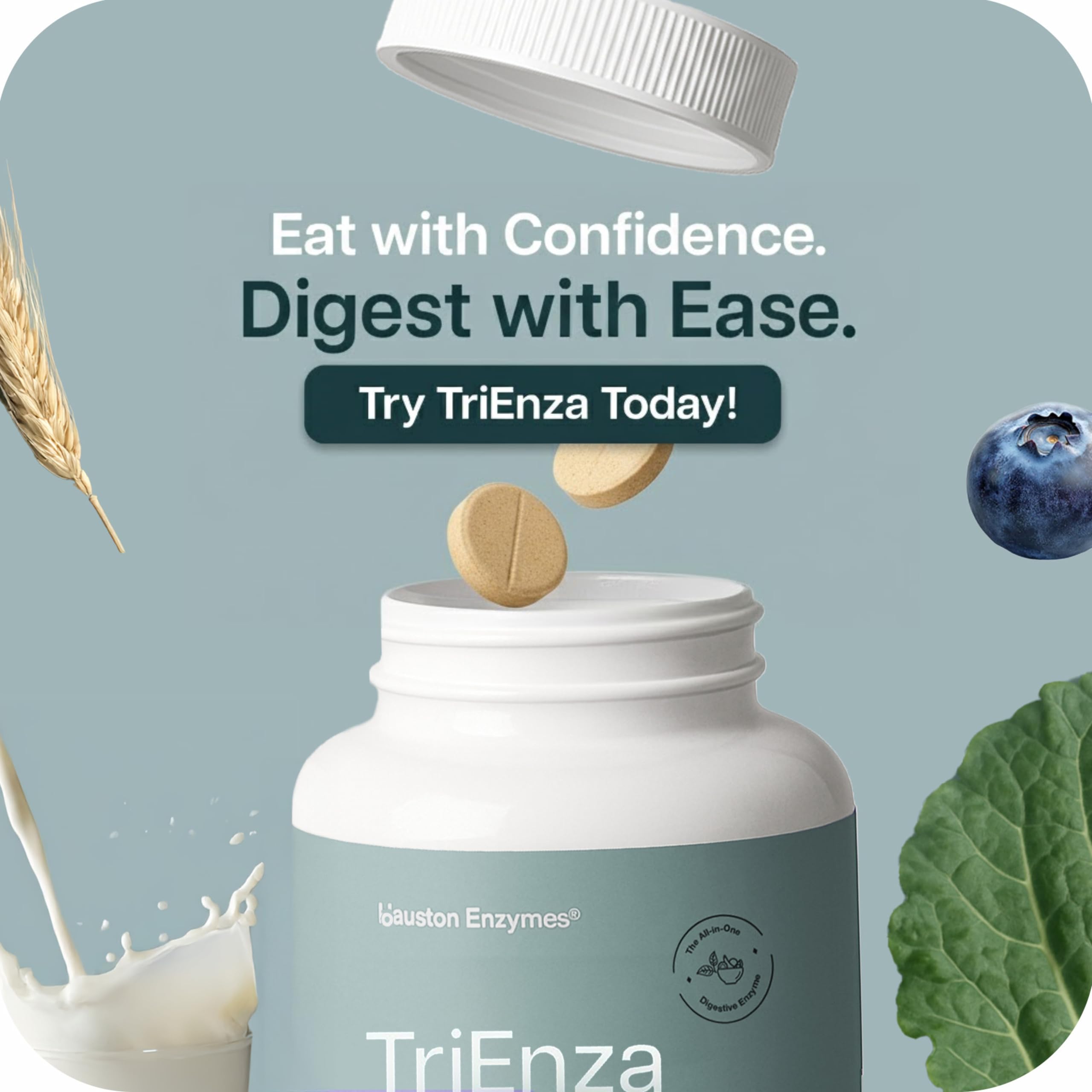 Houston Enzymes representación de ingredientes clave para perfil enzimático equilibrado