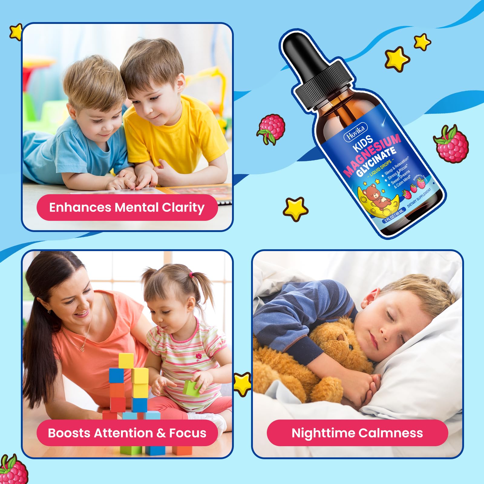 Hovika etiqueta ampliada con ingredientes clave y beneficios claros