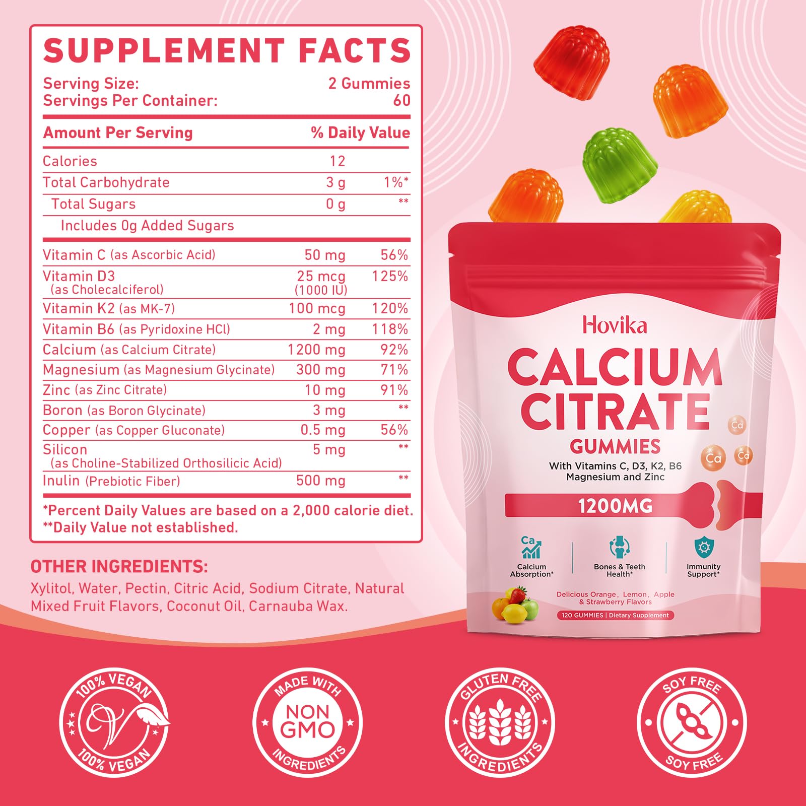 Hovika etiqueta nutricional en detalle para ver dosis y componentes