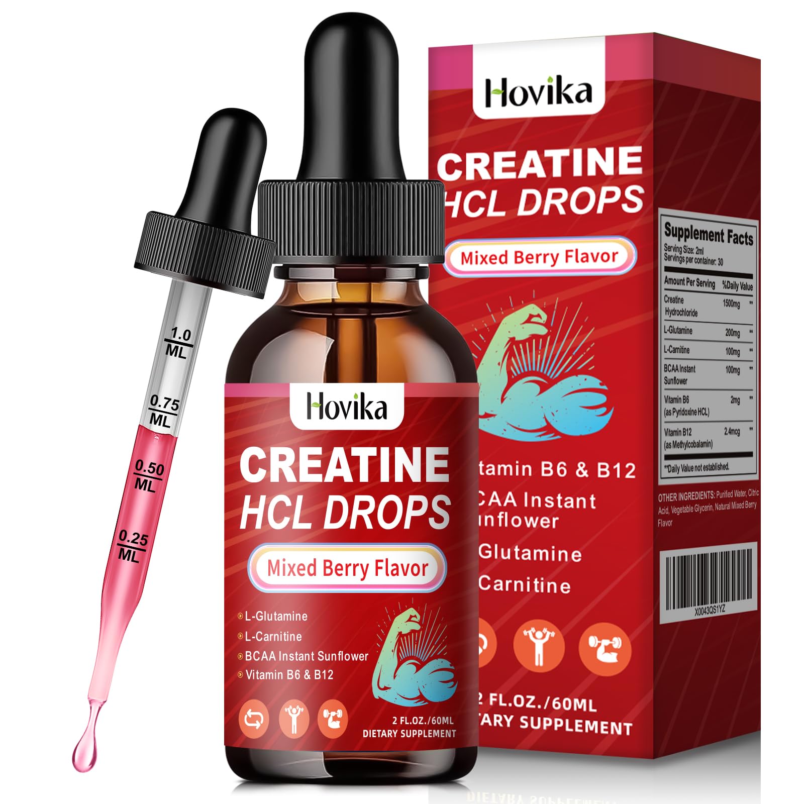 Hovika frontal del producto en gotas mostrando envase y beneficios rápidos