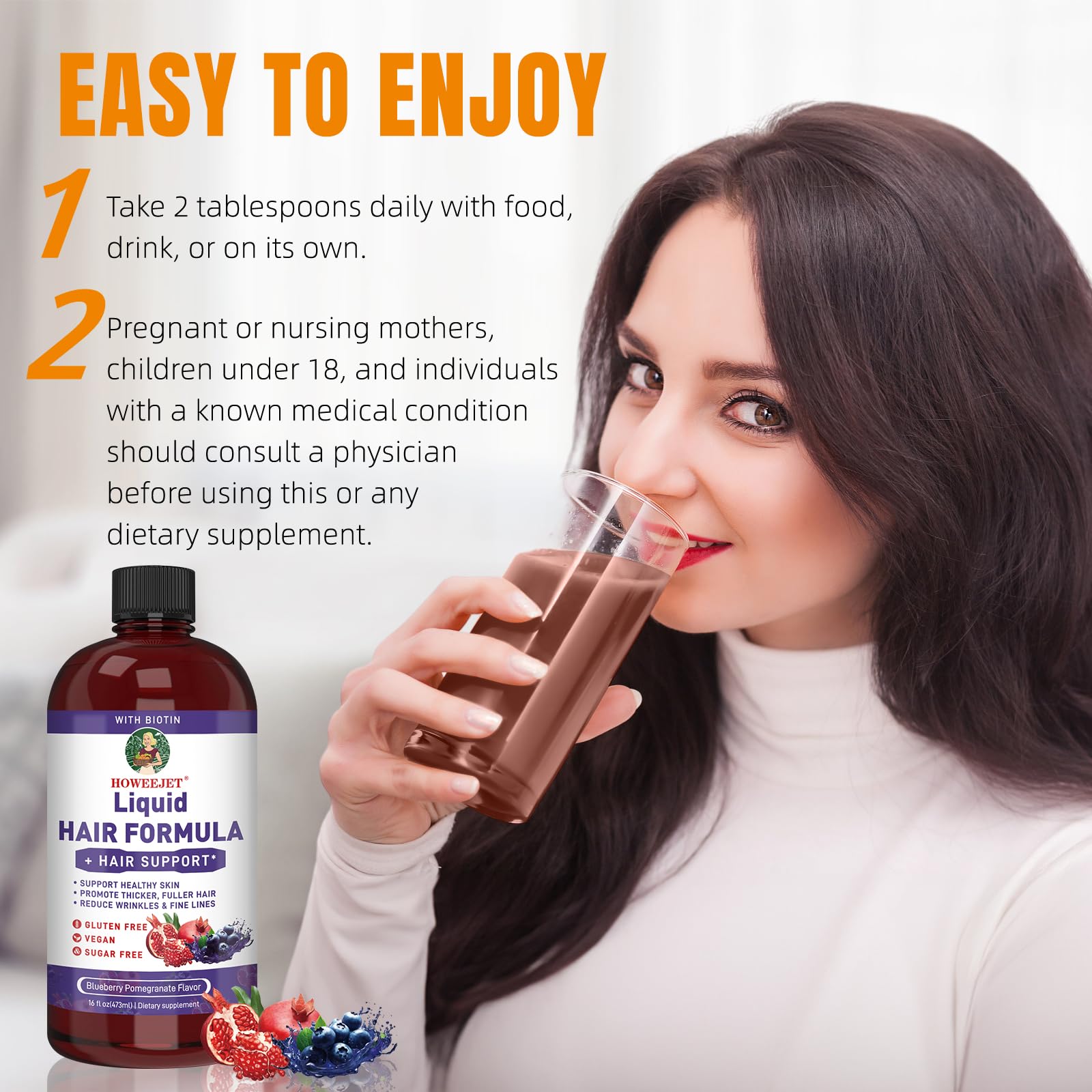 HOWEEJET etiqueta con ingredientes clave para salud del cabello