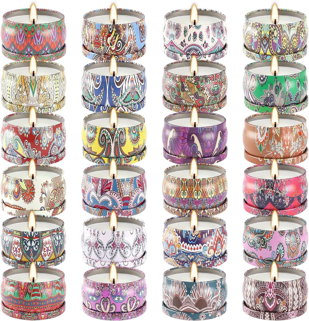 Howemon pack frontal con 24 velas mostrando variedad de colores y presentación elegante