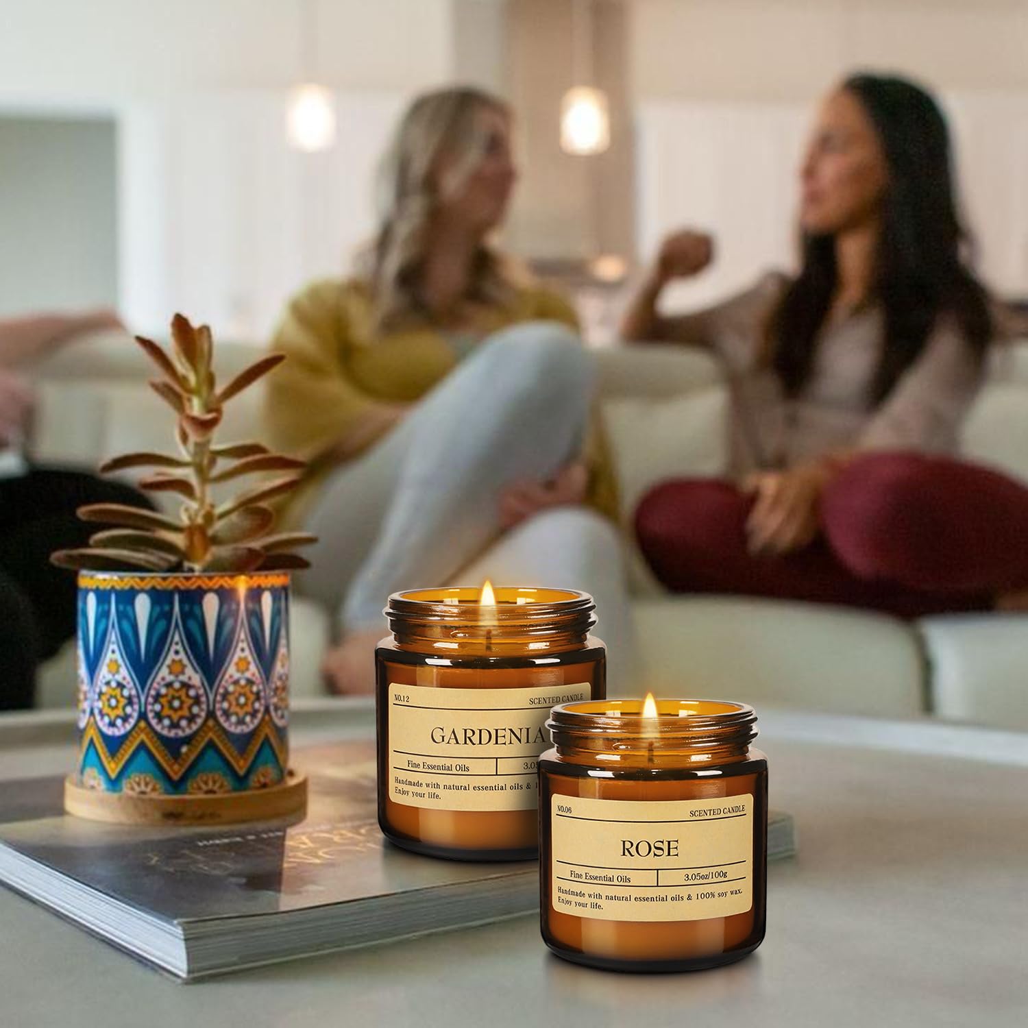 Howemon disposición de velas con etiquetas de distintos aromas