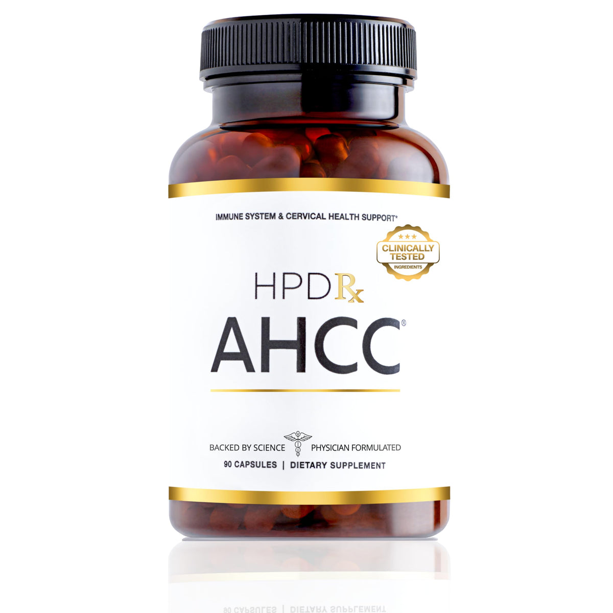 HPD Rx frasco frontal mostrando etiqueta y beneficio de apoyo inmune