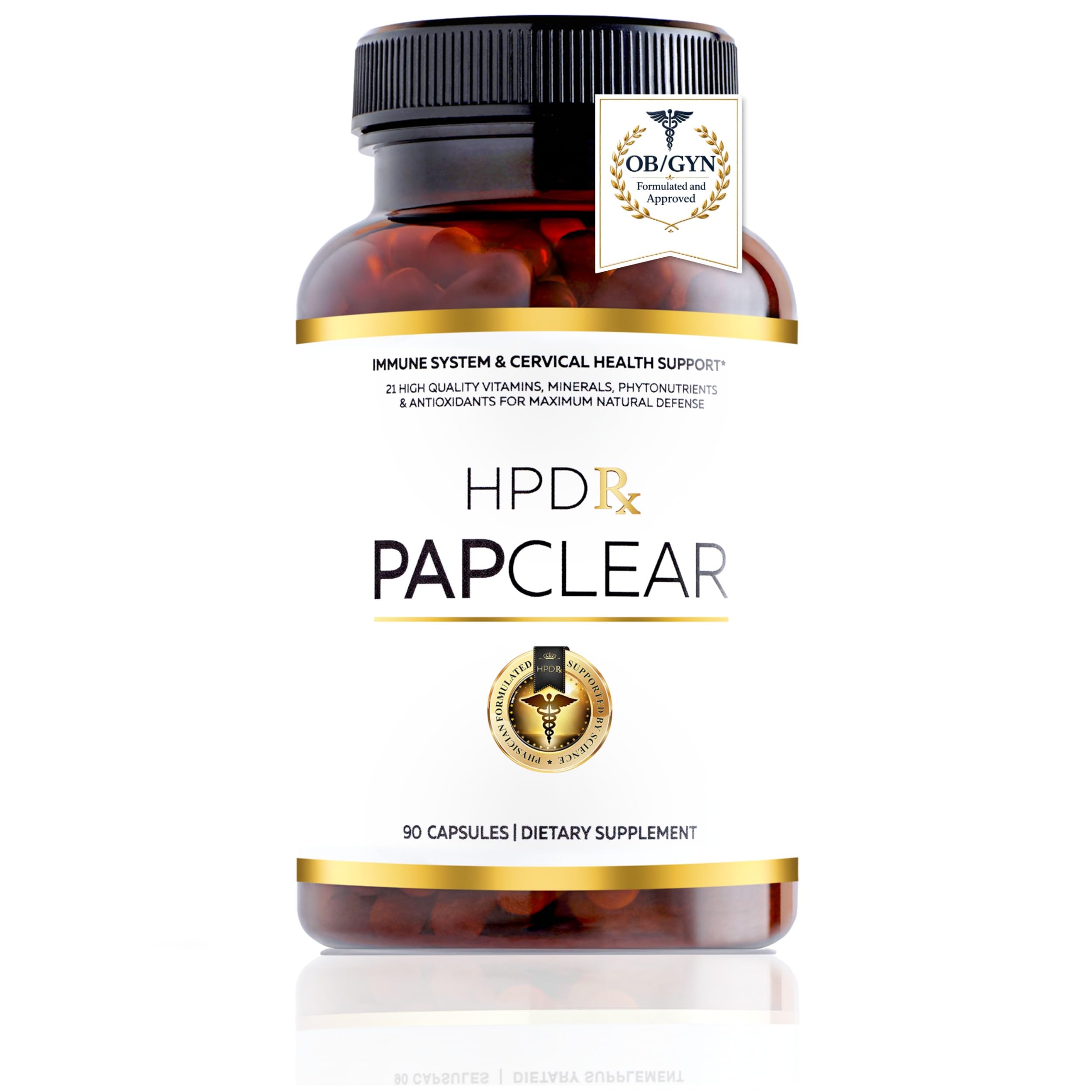 HPD Rx frasco PAPCLEAR frontal mostrando el envase y beneficios visibles