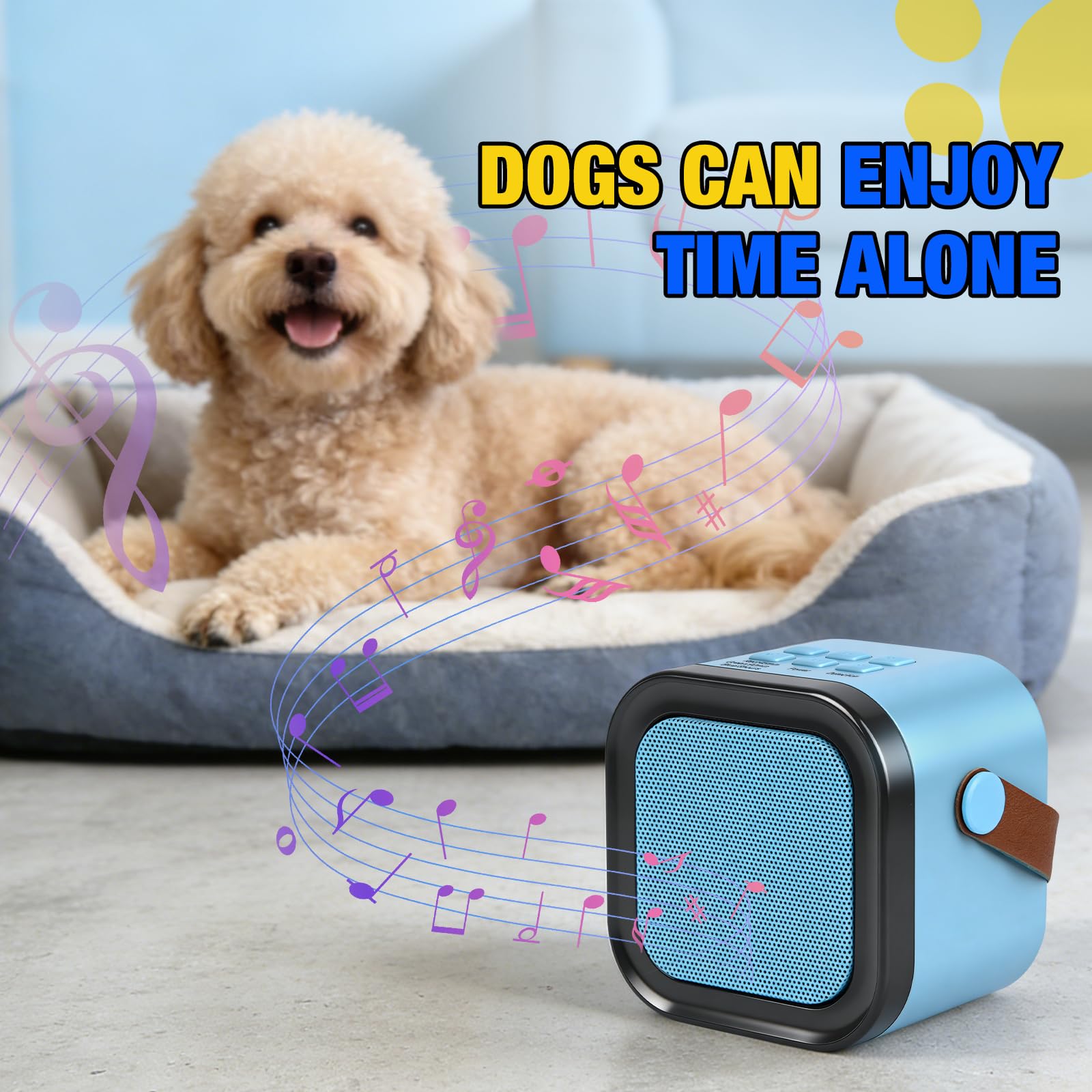 Huazu primer plano del altavoz que transmite sonido relajante para perros