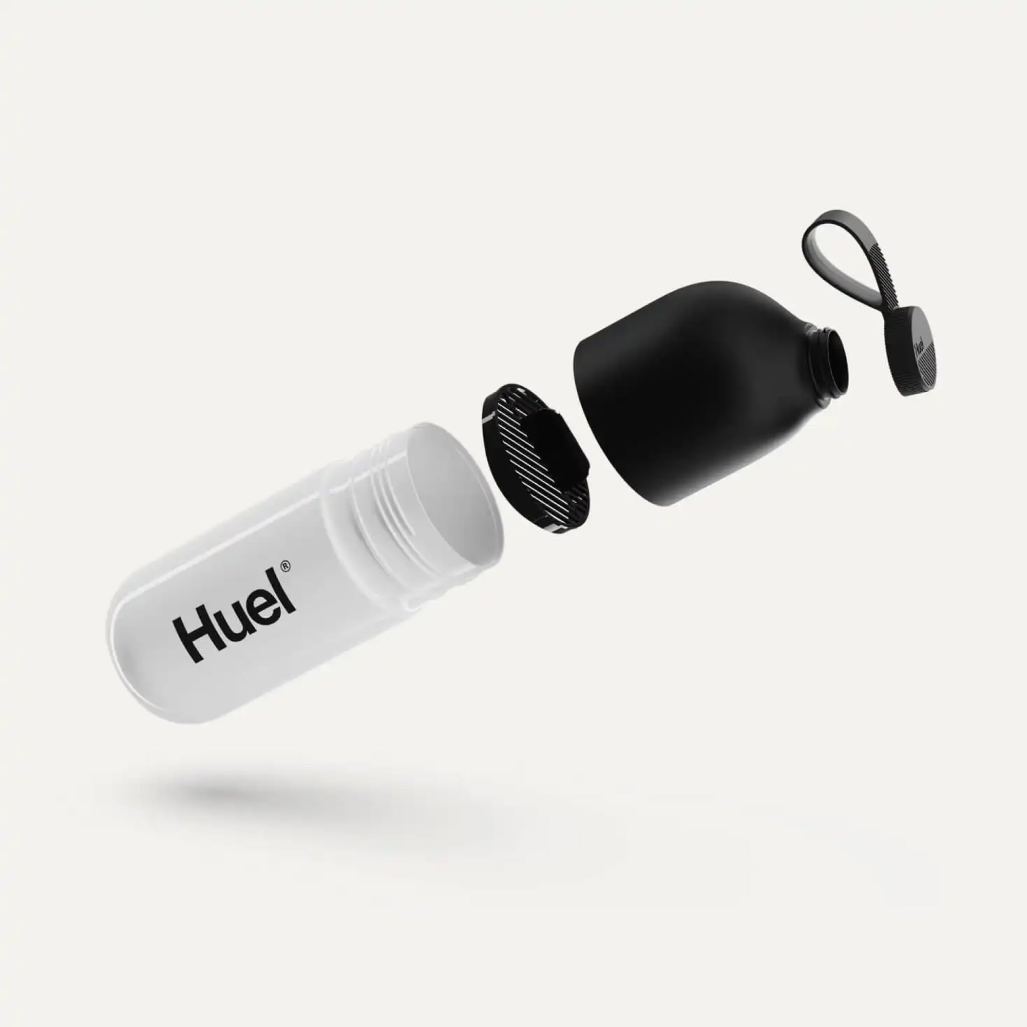 Huel shaker en uso en gimnasio, transporte fácil y sin derrames