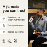 Huel Black etiqueta de ingredientes, información de vitaminas y minerales