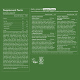 Huel Daily Greens ingredientes orgánicos cerca, mostrando variedad de superfoods