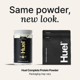 Huel polvo textura cercana que destaca pureza y mezcla suave