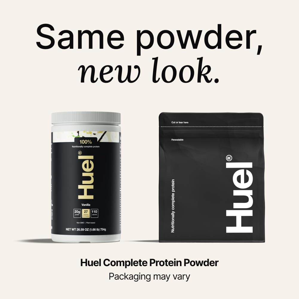 Huel batido cremoso en vaso listo para beber, Huel aporta proteína vegetal