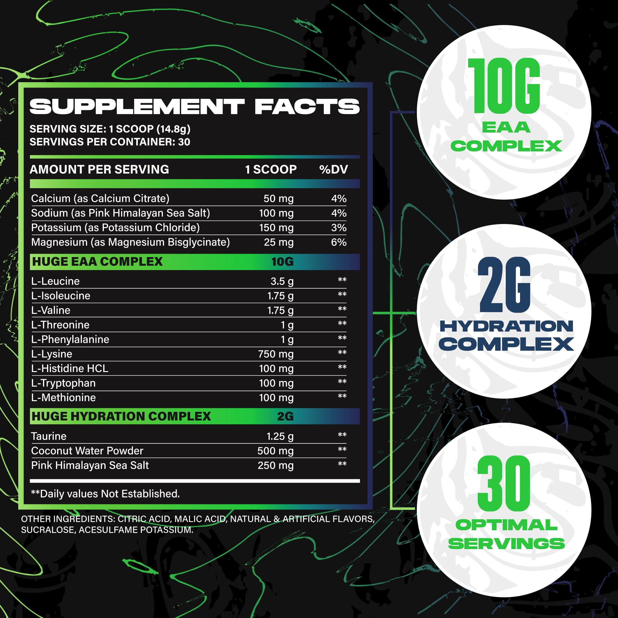 Huge Supplements cuchara medidora con porción medida de EAAs por servicio